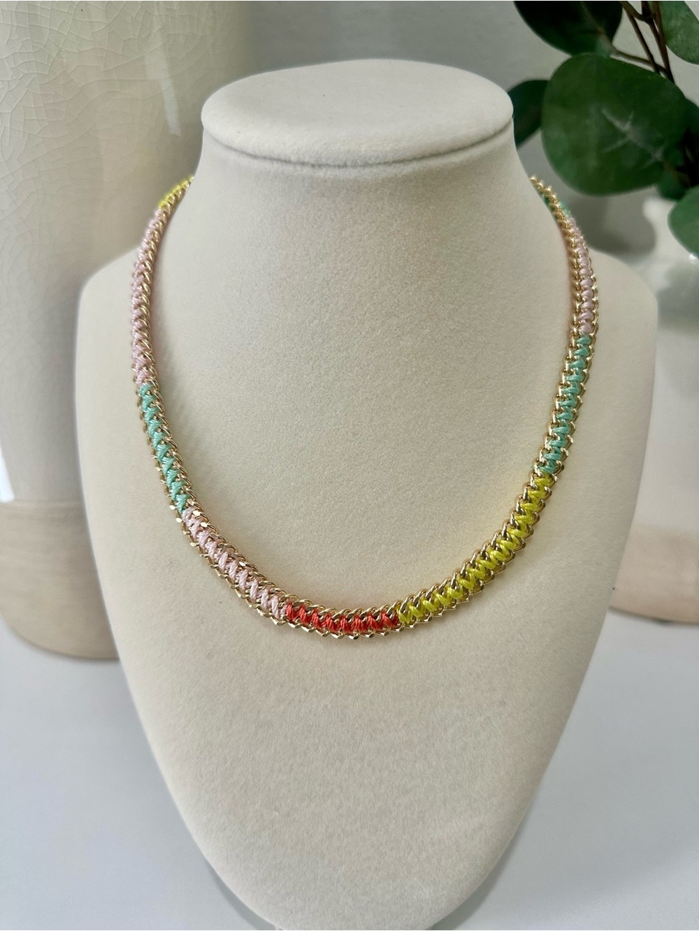 Plunder Gold-Tone Necklace with Pink, Mint, Coral, & Yellow Accents